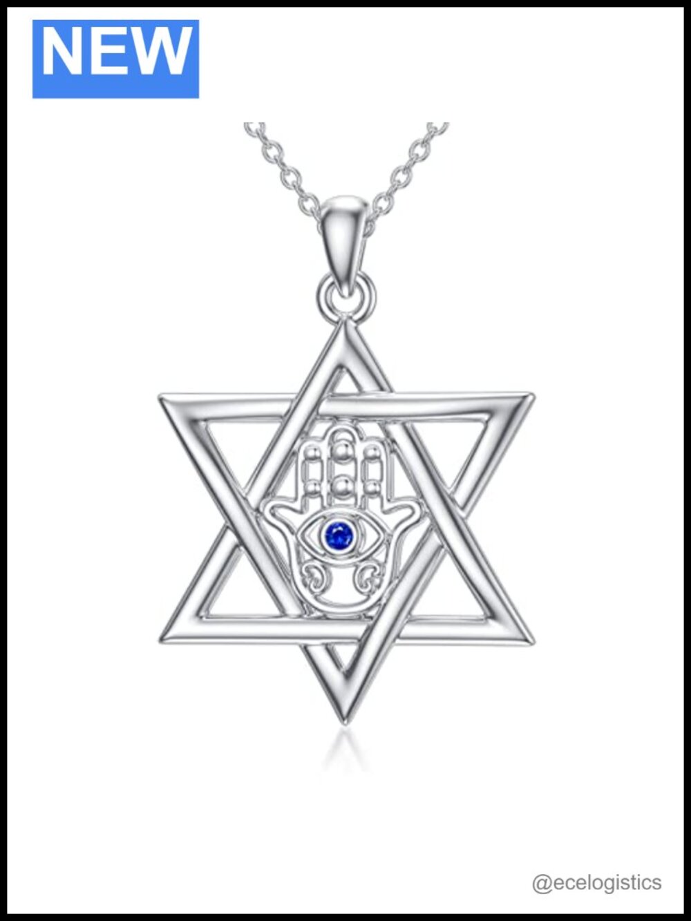 Protection Necklace 925 Sterling Silver Hamsa Evil Eye Pendant